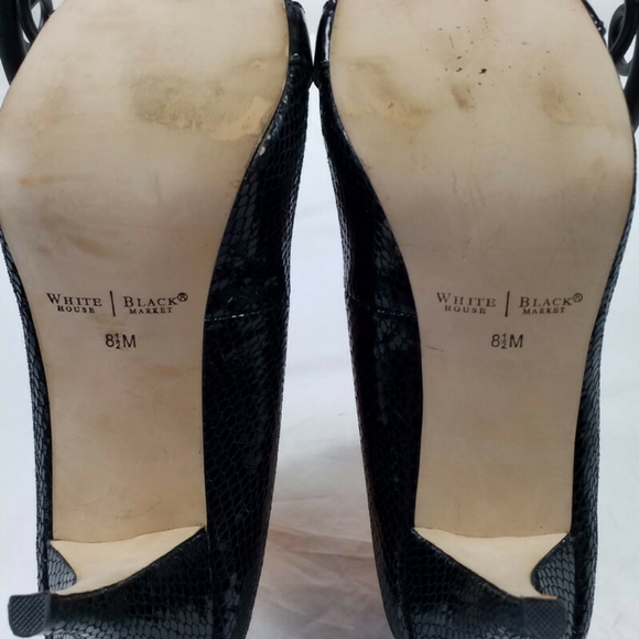White House Black Market Carrieann Black Snake Print Peep Toe Heels Womens 8.5M - Picture 9 of 11